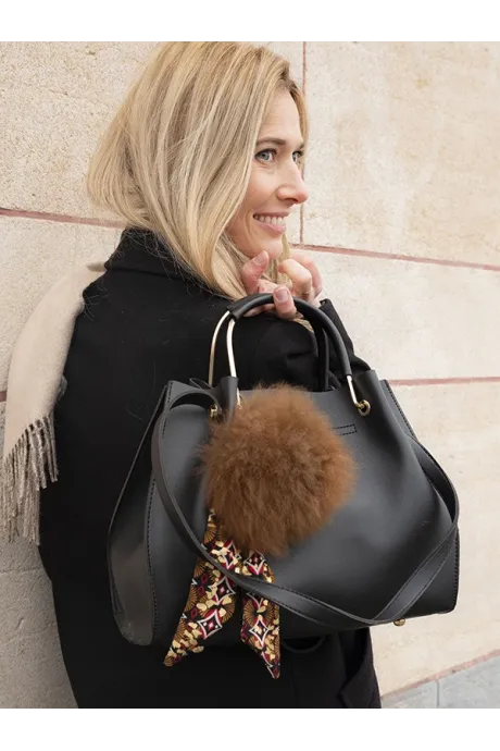 Porte-clé en fourrure d'Alpaga Brun