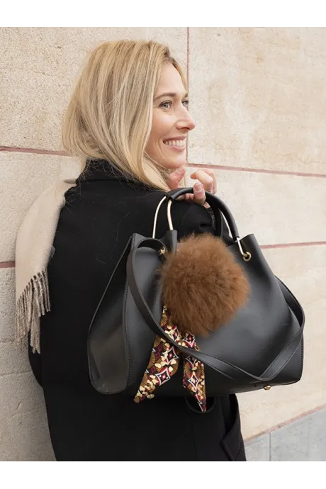 Porte-clé en fourrure d'Alpaga Brun