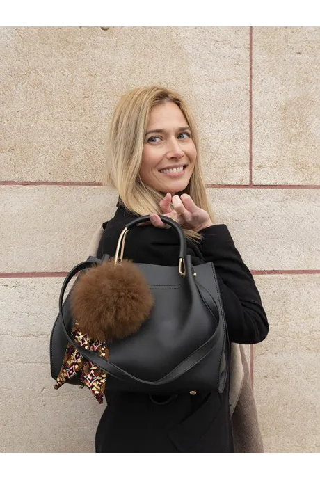 Porte-clé en fourrure d'Alpaga Brun
