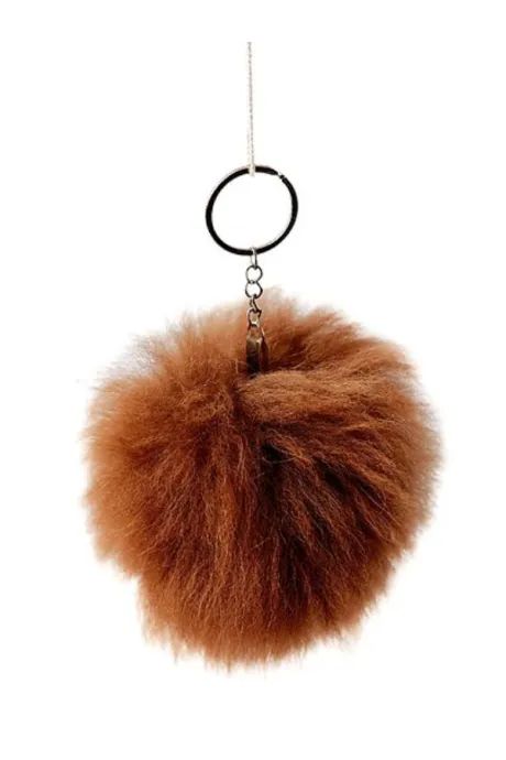 Porte-clé en fourrure d'Alpaga Brun