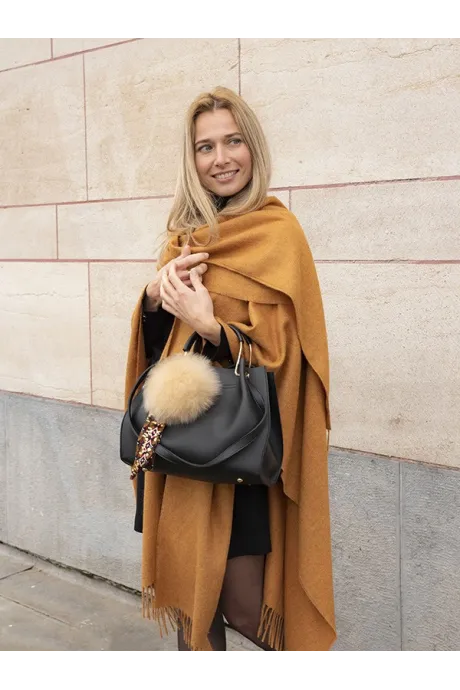 Porte-clé en fourrure d'Alpaga Beige