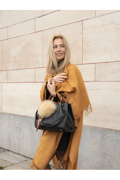 Porte-clé en fourrure d'Alpaga Beige