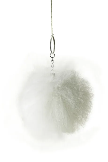 Porte-clé en fourrure d'Alpaga Blanc