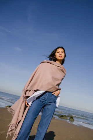 Antracietgrijze Warmi Alpaca Poncho 