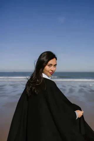 Antracietgrijze Warmi Alpaca Poncho 