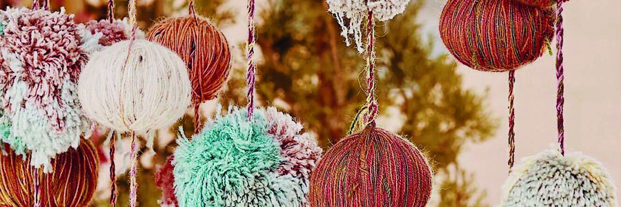 Guirlande pelotte laine tricot alpaga décoration