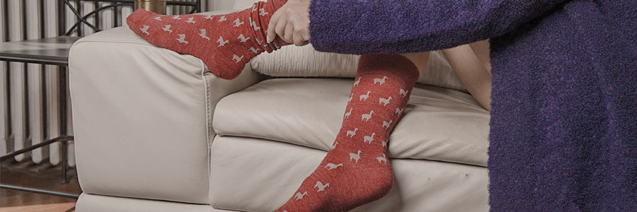 Chaussettes chaude hiver femme confort rouge alpaga
