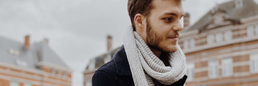 grey knitted scarf
