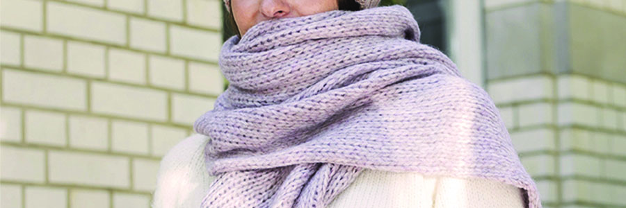 Écharpe en laine lila femme