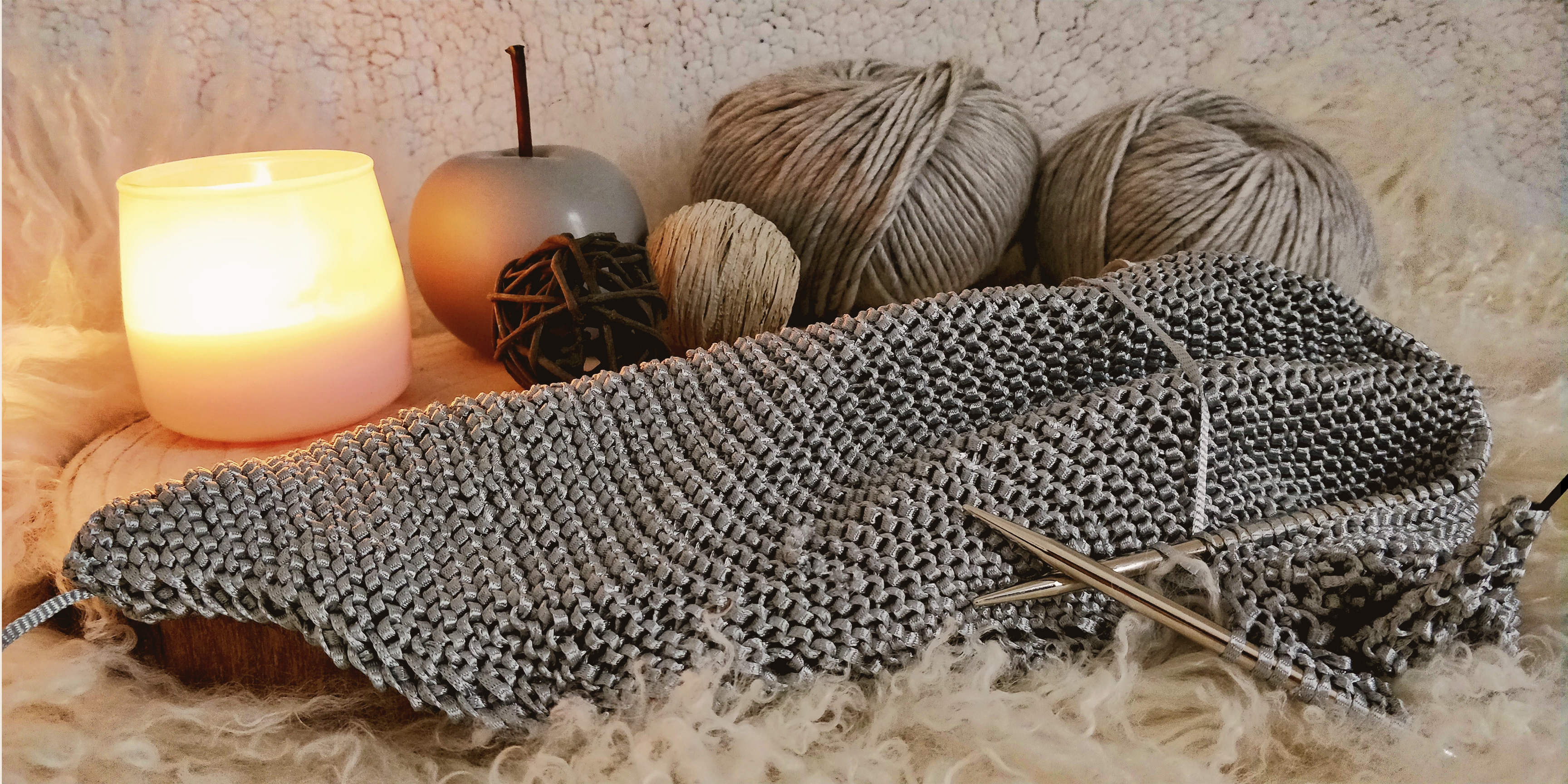 écharpe laine chaude tricot grosse maille grise hiver