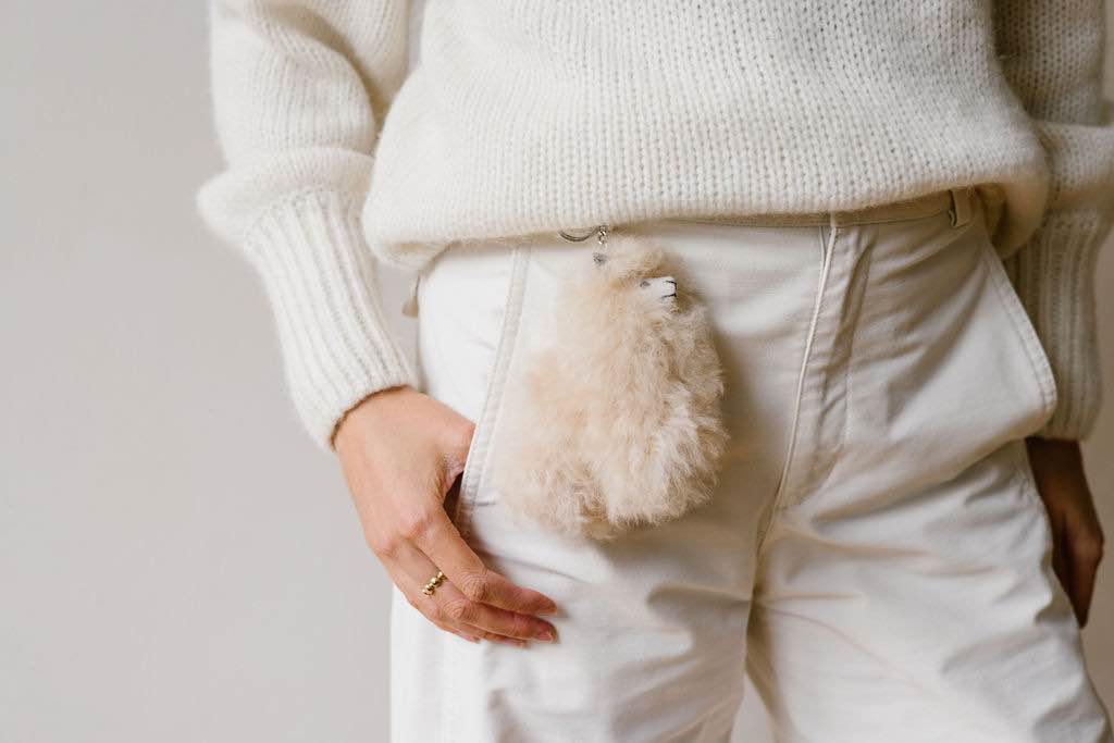Pull en grosse maille blanc en laine d'alpaga