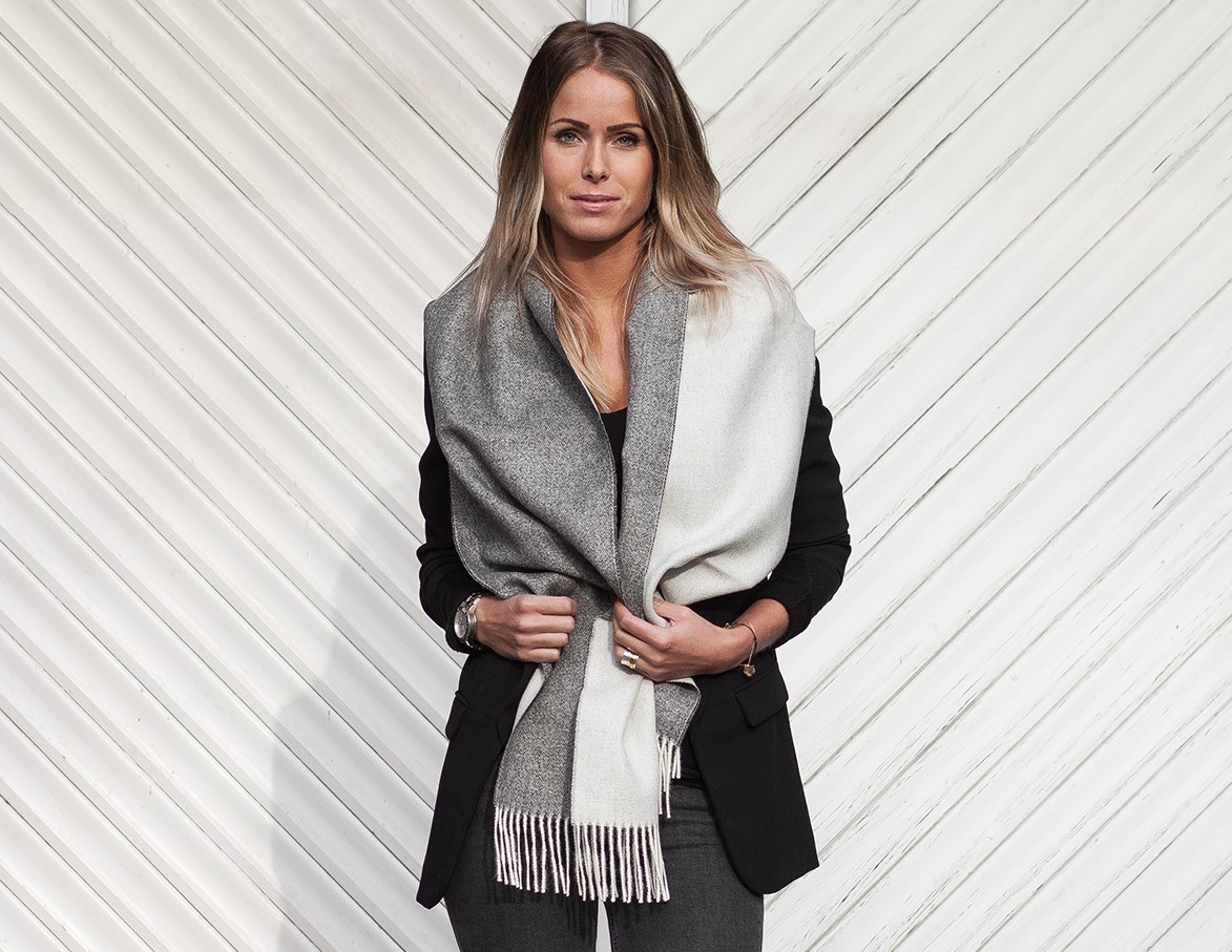 Echarpe femme grise blanche luxe chaude laine alpaga