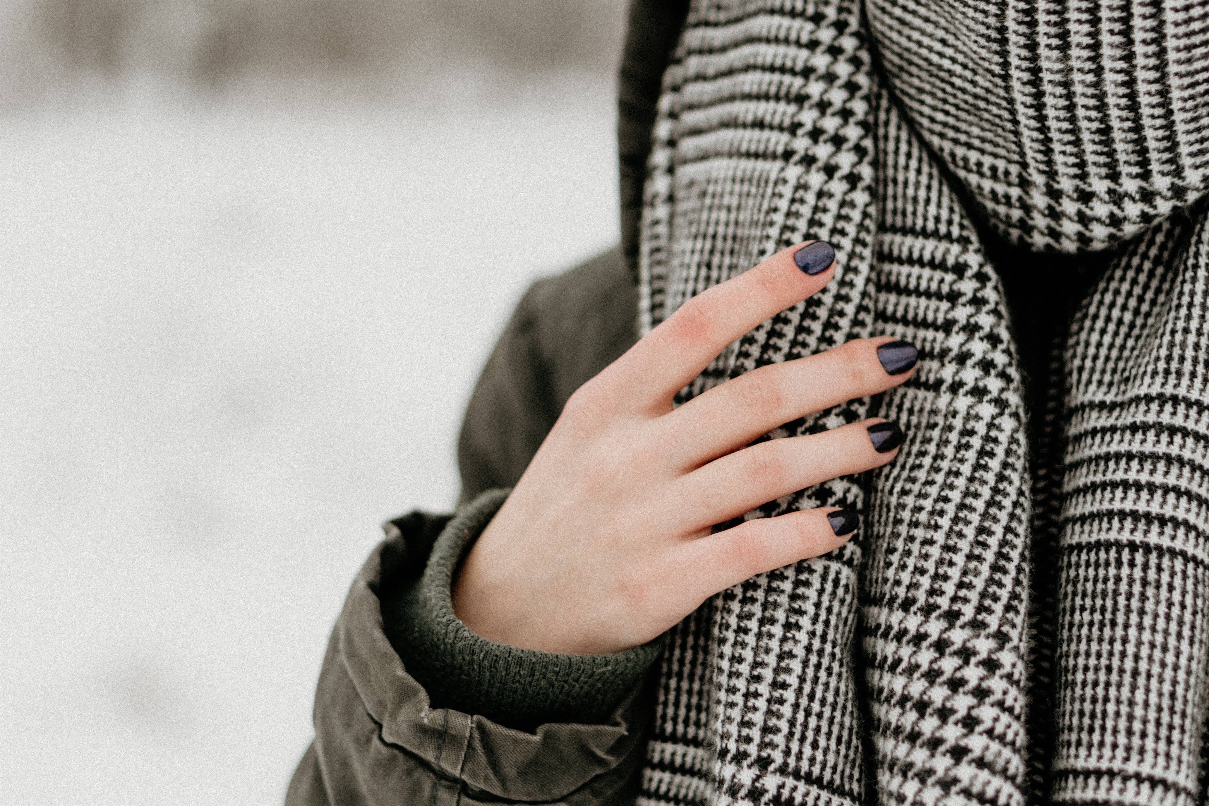 Manteau chaud écharpe carreau gris